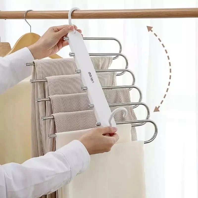 Cabide Organizador Multifuncional de Calças 6 em 1 para Guarda-Roupa