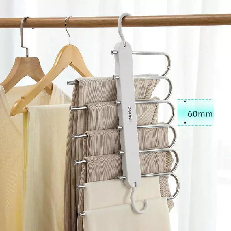 Cabide Organizador Multifuncional de Calças 6 em 1 para Guarda-Roupa