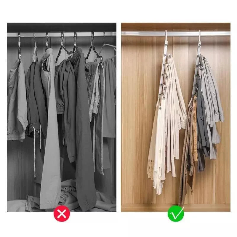 Cabide Organizador Multifuncional de Calças 6 em 1 para Guarda-Roupa