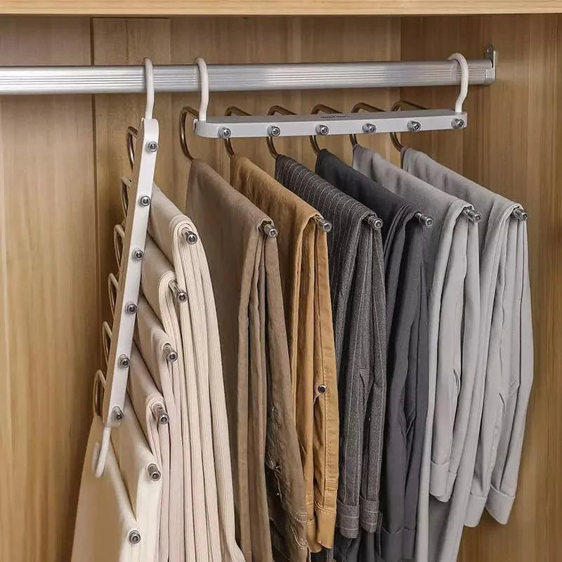 Cabide Organizador Multifuncional de Calças 6 em 1 para Guarda-Roupa