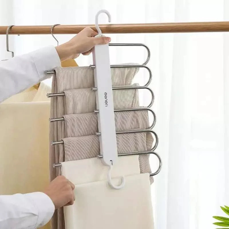 Cabide Organizador Multifuncional de Calças 6 em 1 para Guarda-Roupa